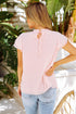 Tiered Sleeve Frilled Neck Dotted Top